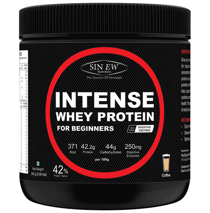 Sinew Nutrition Intense Whey Protein for Beginners with Digestive Enzymes Coffee - Classic Derma