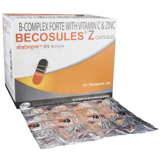 Becosules Z Capsule with Vitamin B Complex, Vitamin C & Zinc - Classic Derma