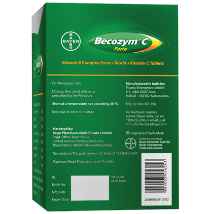 Becozym C Forte Tablet with Biotin, Vitamin C & B Complex