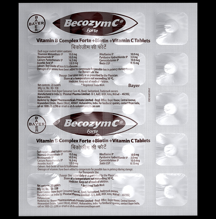 Becozym C Forte Tablet with Biotin, Vitamin C & B Complex