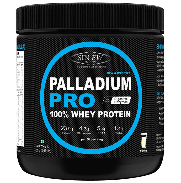 Sinew Nutrition Palladium Pro 100% Whey Protein with Digestive Enzymes Vanilla - Classic Derma