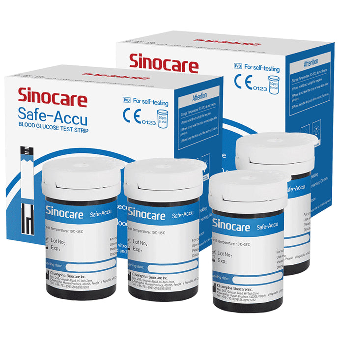Sinocare Safe-Accu Blood Glucose 100 Test Strips with 100 Lancets - Classic Derma