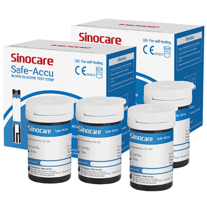 Sinocare Safe-Accu Blood Glucose 100 Test Strips with 100 Lancets - Classic Derma