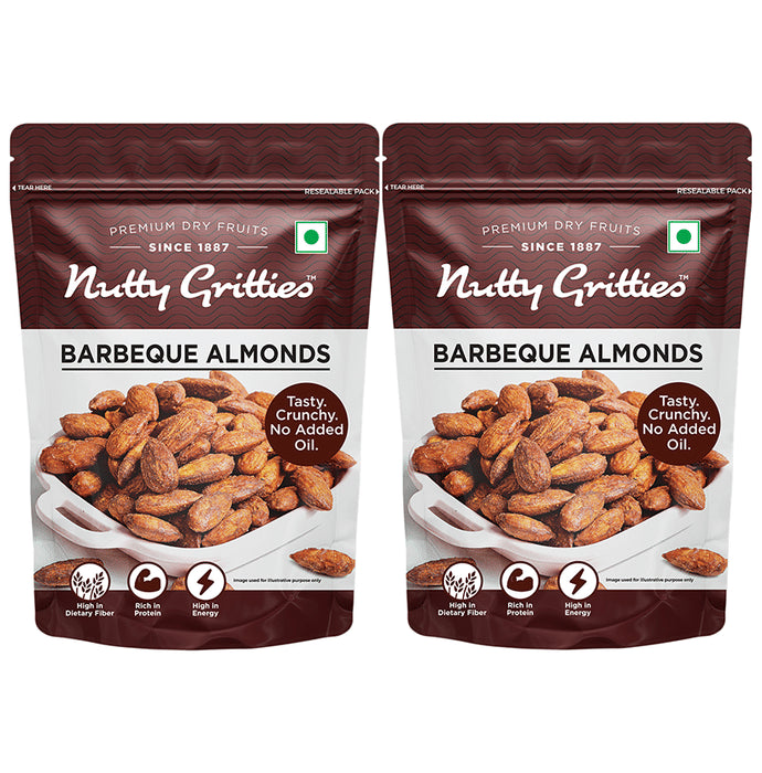 Nutty Gritties Barbeque Almonds, Dry Roasted Non Fried and Zero Oil (200gm Each) - Classic Derma