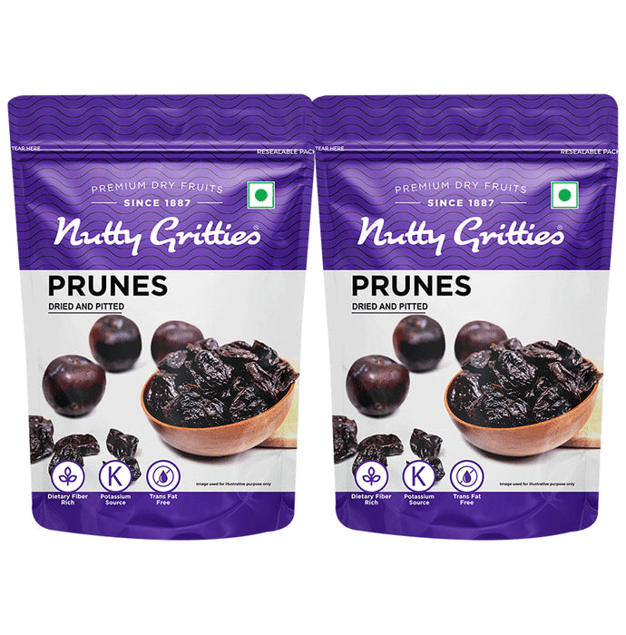 Nutty Gritties California Pitted Prunes, Dried Fruit Plums(200gm Each) - Classic Derma