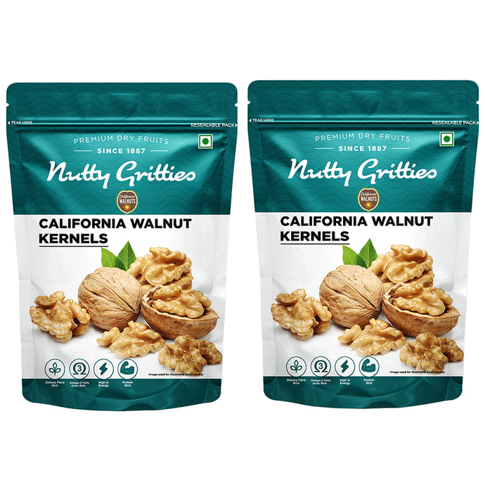 Nutty Gritties California Walnut Kernels Rich in Omega 3 (200gm Each) - Classic Derma