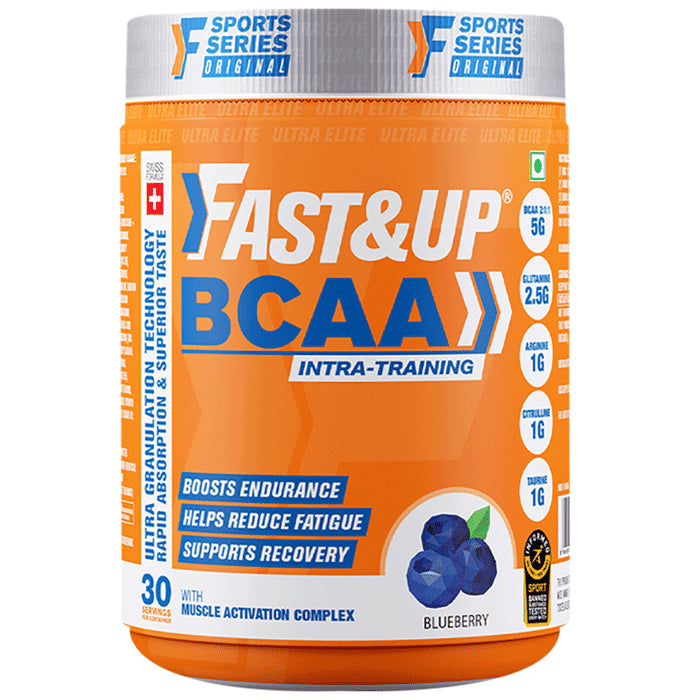 Fast&Up BCAA 2:1:1 (Leucine, Isoleucine & Valine) | For Lean Muscles & Recovery | Flavour Blueberry - Classic Derma