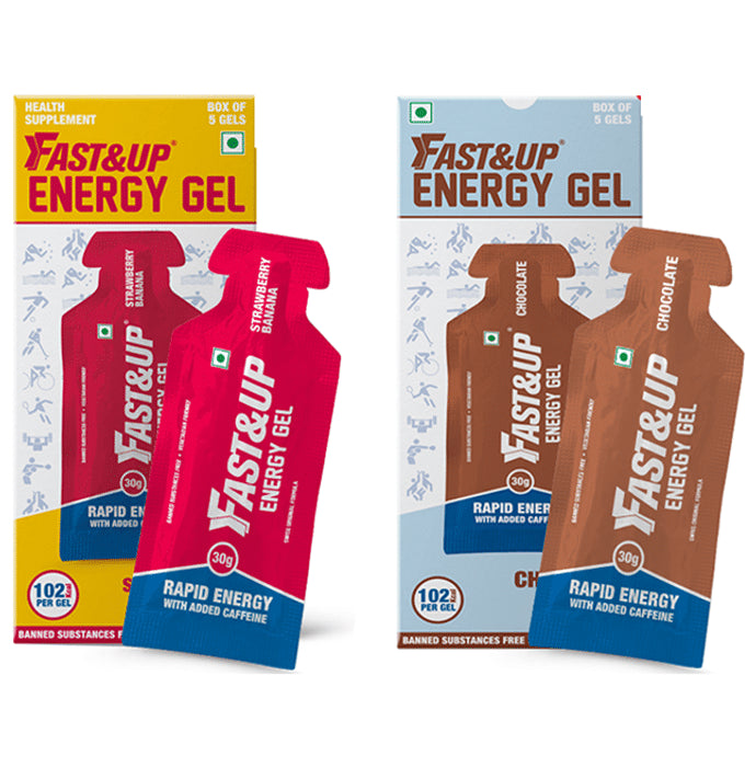Fast&Up Energy Gel Combo Chocolate & Strawberry Banana - Classic Derma