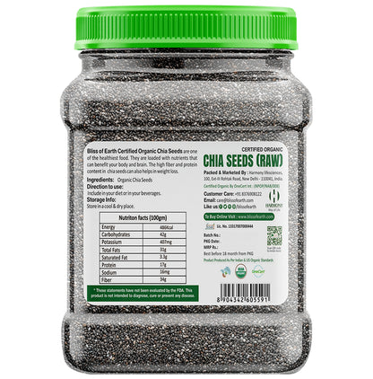 Bliss of Earth Certified Organic Chia Seeds (Raw)