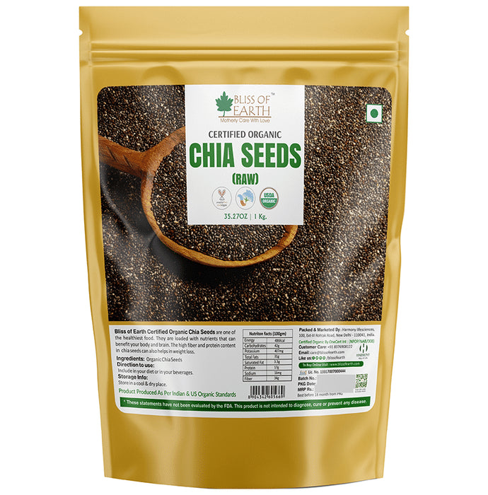 Bliss of Earth Certified Organic Chia Seeds (Raw)