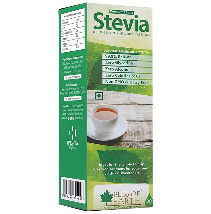 Bliss of Earth Premium Liquid Stevia The Original Zero Glycerine Sweetener - Classic Derma