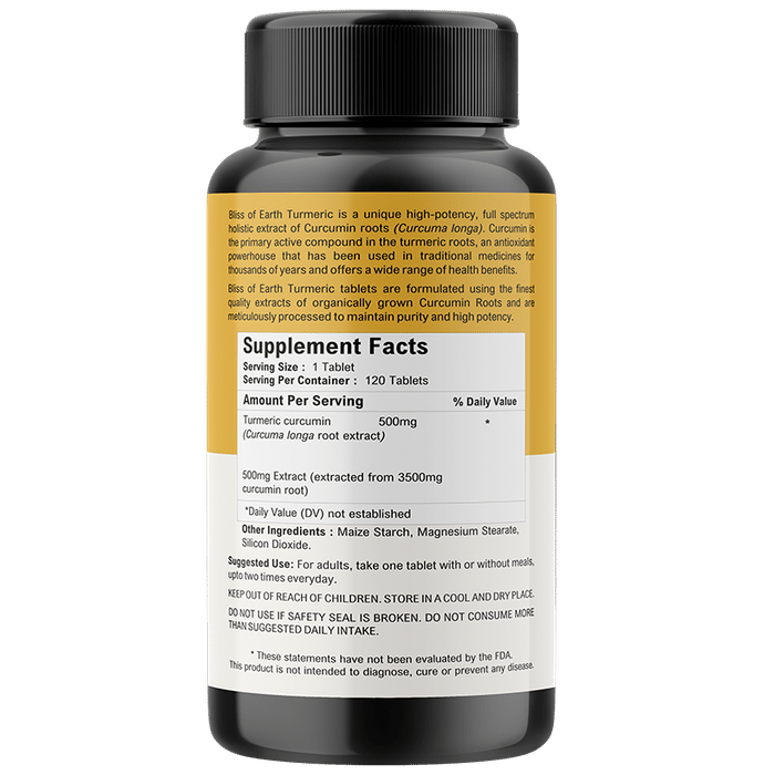 Bliss of Earth Turmeric Curcumin 500mg Tablet