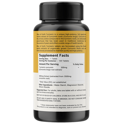 Bliss of Earth Turmeric Curcumin 500mg Tablet