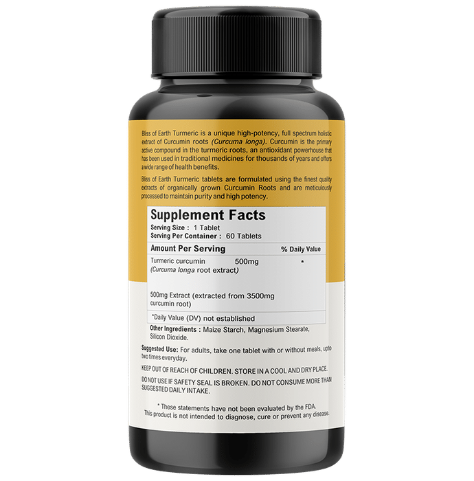 Bliss of Earth Turmeric Curcumin 500mg Tablet