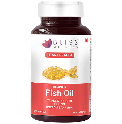 Bliss Welness Heart Health Arctic Fish Oil Triple Strength Omega-3 Softgel Capsule - Classic Derma