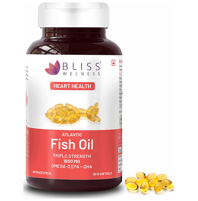 Bliss Welness Heart Health Arctic Fish Oil Triple Strength Omega-3 Softgel Capsule