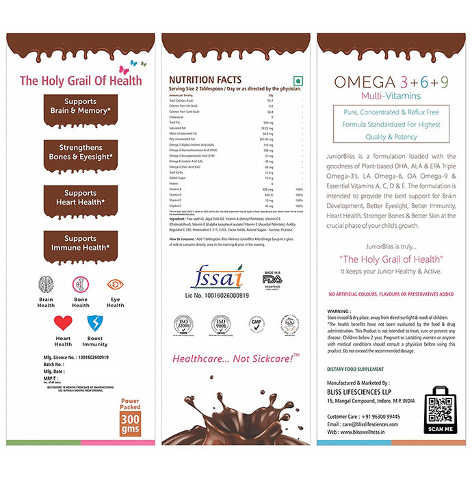 Bliss Welness Kids Omega Chocolate Syrup (100ml Each)