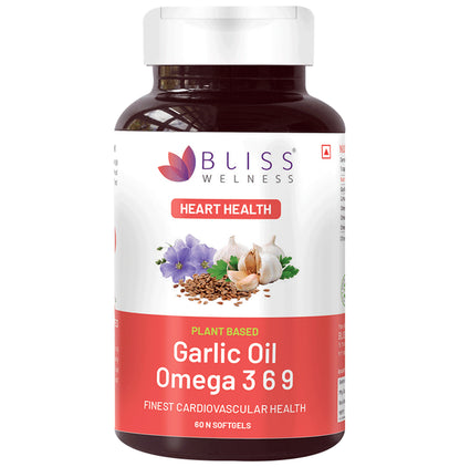 Bliss Welness Plant Based Heart Health Garlic Oil Omega 3 6 9 Softgel Capsule - Classic Derma