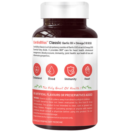 Bliss Welness Plant Based Heart Health Garlic Oil Omega 3 6 9 Softgel Capsule