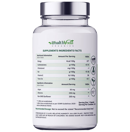 Health Veda Organics Plant Based Vitamin E for Skin & Hair Health | Capsule