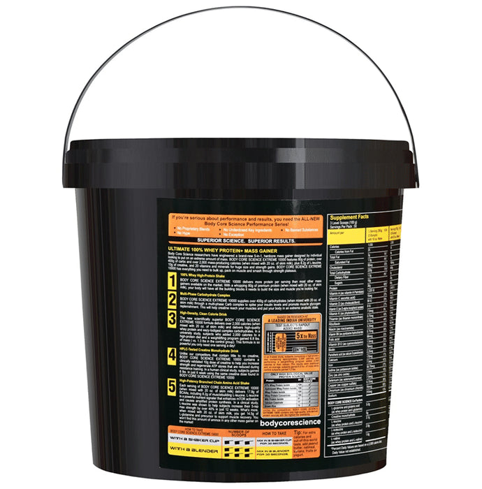 Body Core Science 3 BCS Extreme 10000 Whey Protein Mass Gainer Powder Vanilla