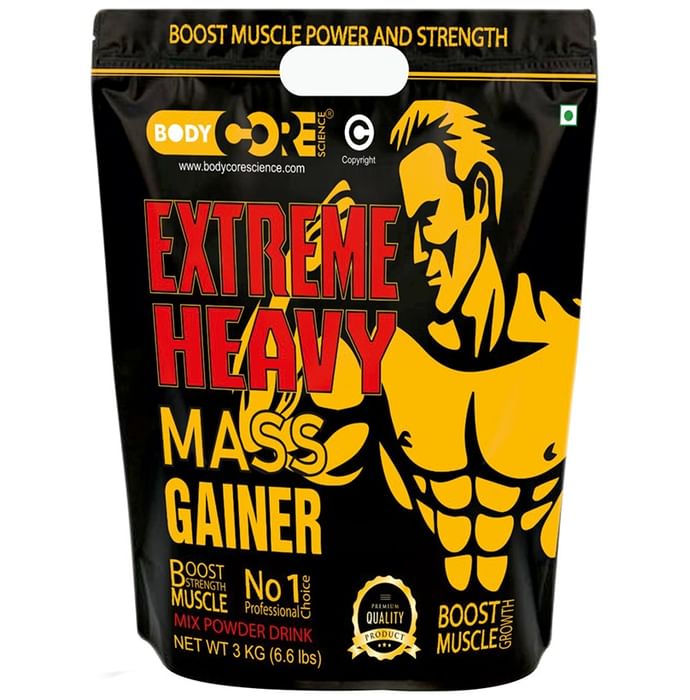 Body Core Science Extreme Heavy Mass Gainer Powder Chocolate Fudge - Classic Derma