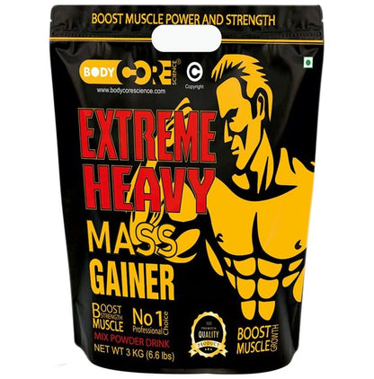 Body Core Science Extreme Heavy Mass Gainer Powder Chocolate Fudge - Classic Derma