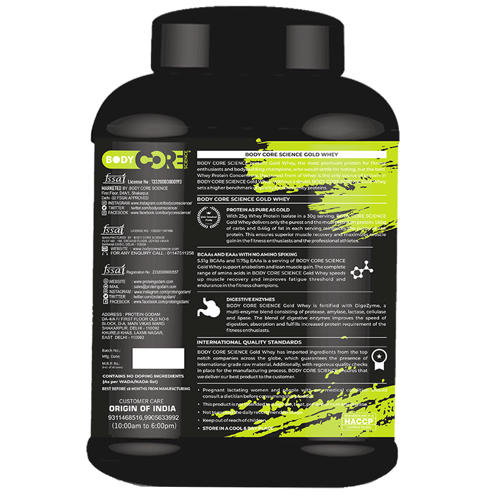 Body Core Science Gold Whey Green Powder Butterscotch