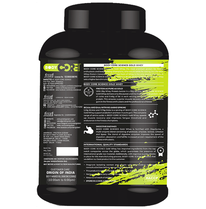 Body Core Science Gold Whey Green Powder Kesar Pista
