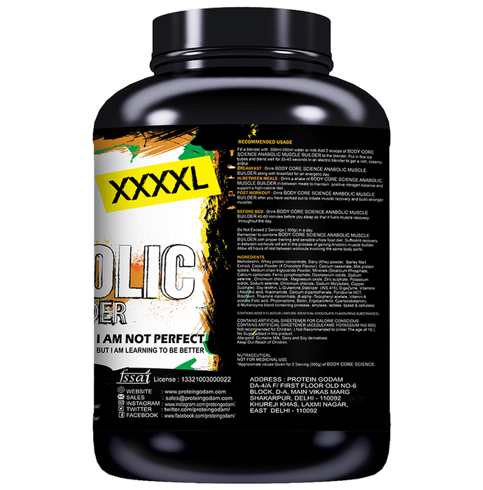 Buy Body Core Science XXXXL Anabolics Muscle Builder Powder Chocolate ...