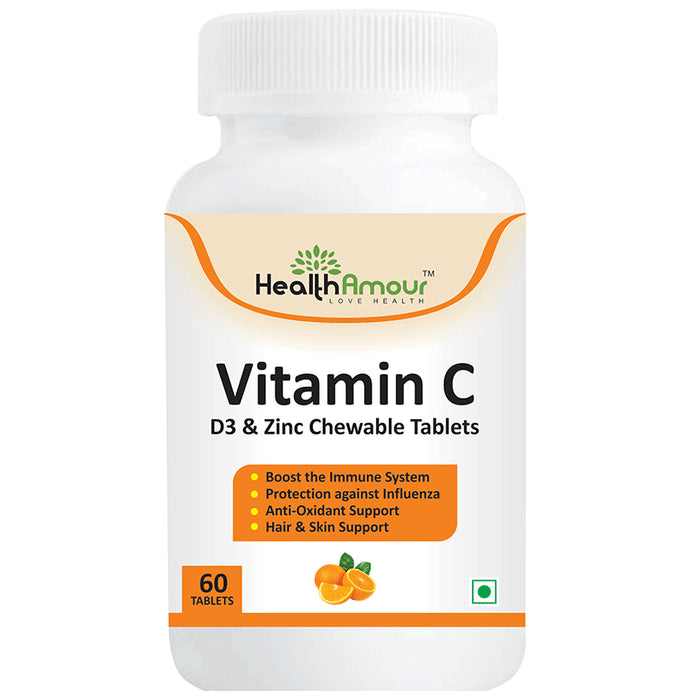 HealthAmour Vitamin C D3 and Zinc Chewable Tablet - Classic Derma