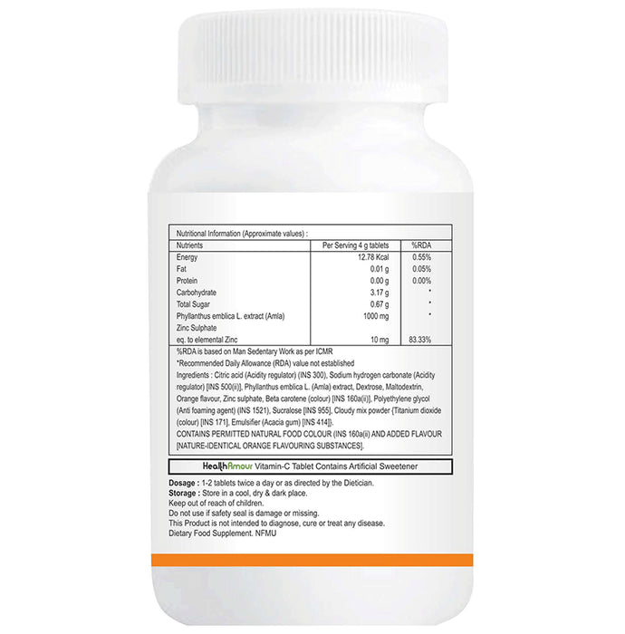 HealthAmour Vitamin C D3 and Zinc Chewable Tablet