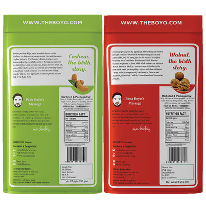 Boyo Combo Pack of Walnut Raw & Cashew Raw (250gm Each)