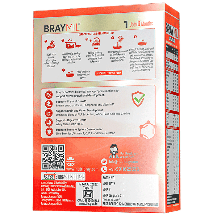 Braymil Infant Formula 1 Upto 6 Months Powder