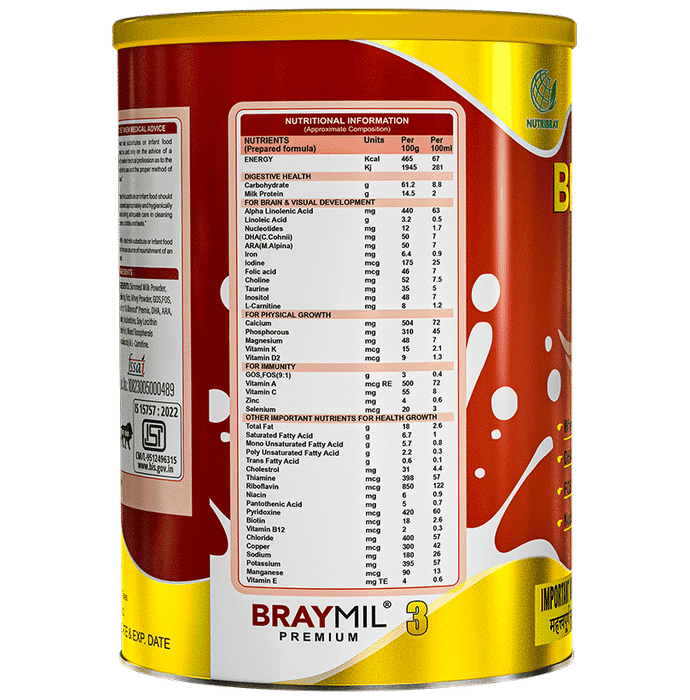 Braymil Premium Follow Up Formula 3 for 1-2 Years Powder