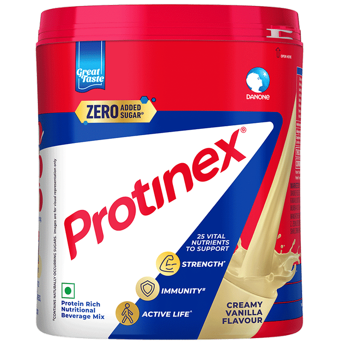 Protinex High Quality Protein | Nutritional Drink for Immunity & Strength | Zero Added Sugar Creamy Vanilla Powder - Classic Derma