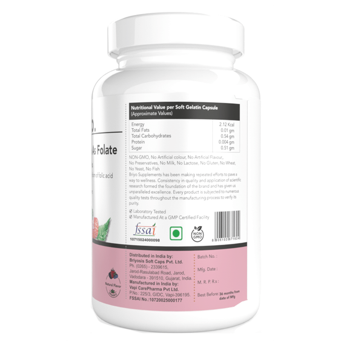 Buy Briyo Folic Acid as Folate Chewable Tablet Natural Raspberry Online ...