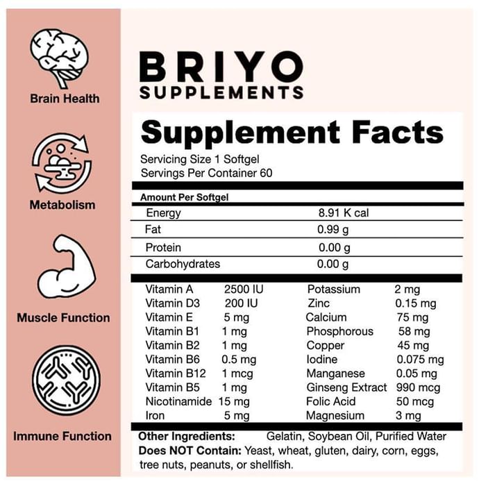 Briyo Multivitamin & Minerals with Ginseng Softgel