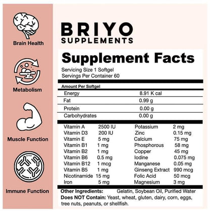 Briyo Multivitamin & Minerals with Ginseng Softgel