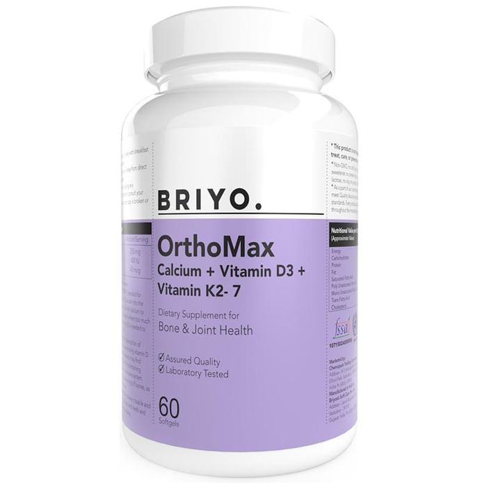 Briyo Orthomax Soft Gels | Bone & Immunity Support | Calcium, Vitamin D3 & K2-M7 Soft Gelatin Capsule - Classic Derma