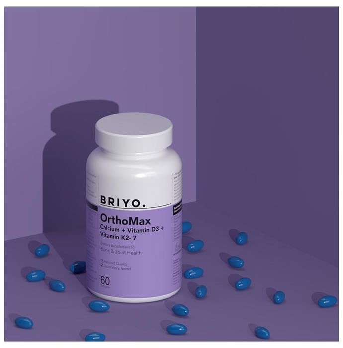 Briyo Orthomax Soft Gels | Bone & Immunity Support | Calcium, Vitamin D3 & K2-M7 Soft Gelatin Capsule