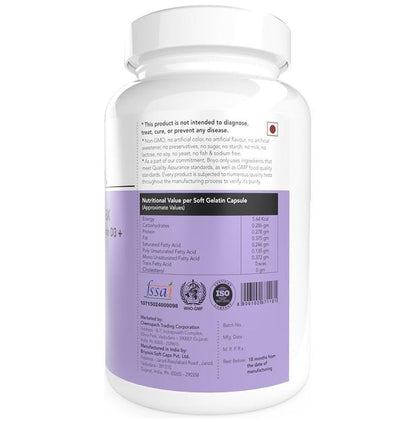 Briyo Orthomax Soft Gels | Bone & Immunity Support | Calcium, Vitamin D3 & K2-M7 Soft Gelatin Capsule
