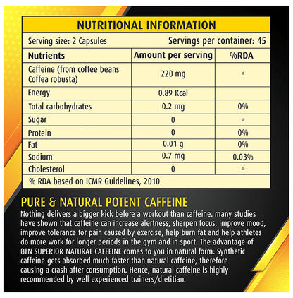 BTN Superior Natural Caffeine Vegetarian Capsule