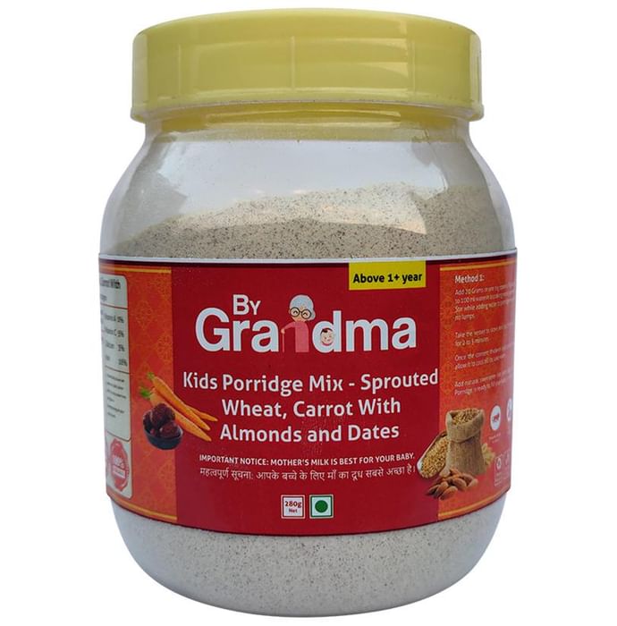 ByGrandma Kids Porridge Mix Above 1+Year Powder Sprouted Wheat, Carrot with Almonds and Dates - Classic Derma