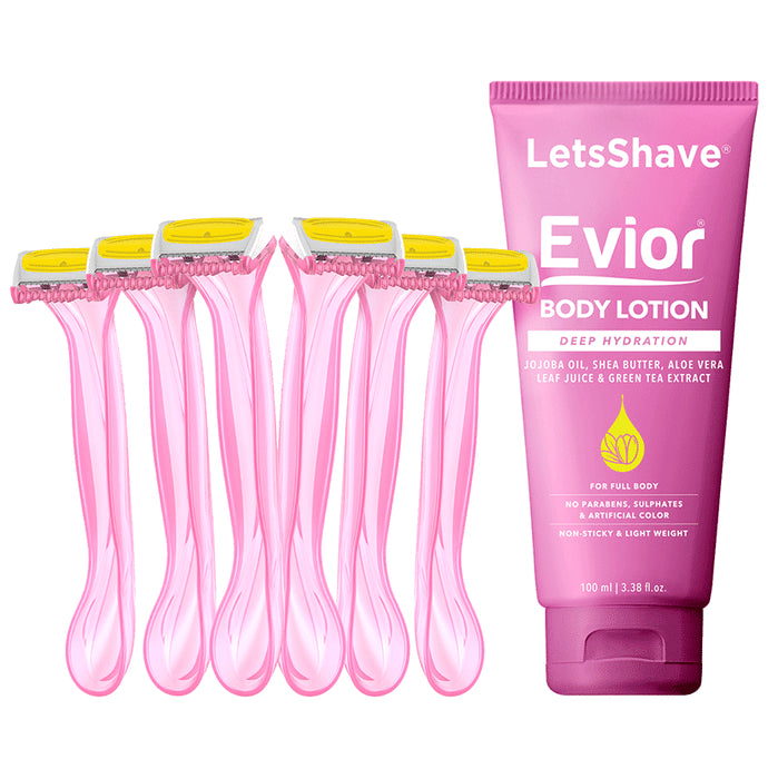 LetsShave Evior Bikini Line Razor With Evior Body Lotion for Women Kit - Classic Derma