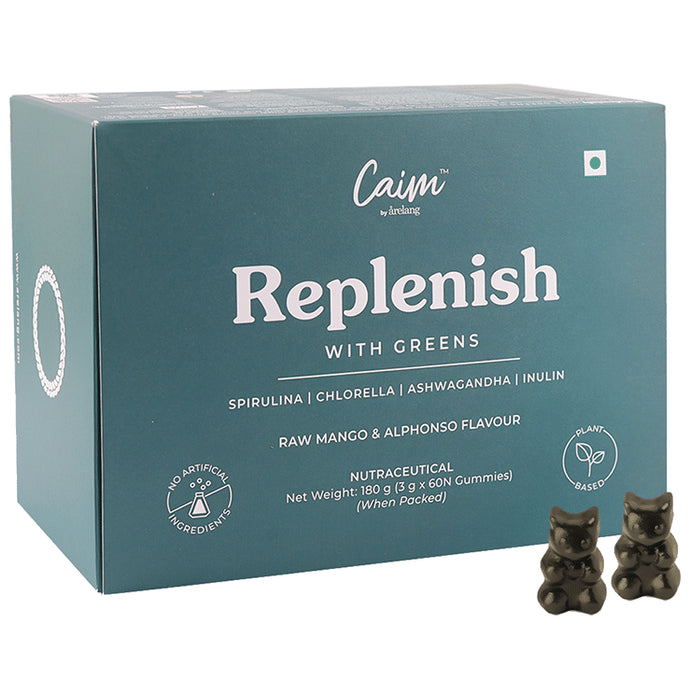 Caim Replenish with Greens (3gm Each) Raw Mango & Alphonso Gummy - Classic Derma