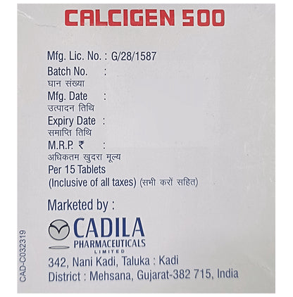 Calcigen 500 mg Tablet