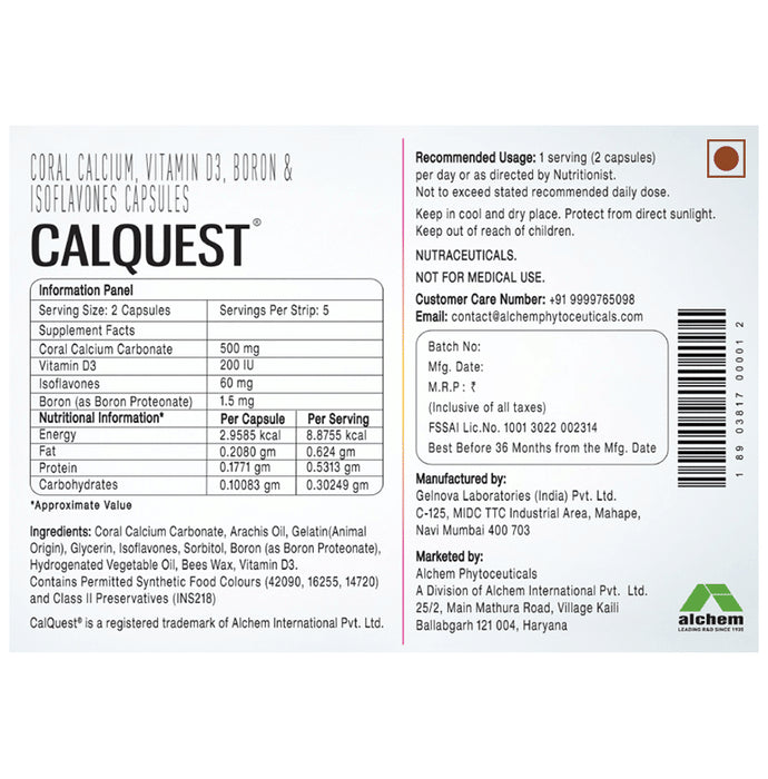 Calquest Capsule| Effective Care For Bone Support (15 Each)