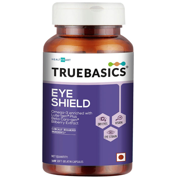 TrueBasics Eye Shield with Omega-3, Lutein & Zeaxanthin for Dry Eyes | Soft Gelatin Capsule - Classic Derma
