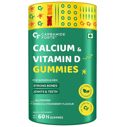 Carbamide Forte Calcium & Vitamin-D Gummies For Women & Men Gluten Free Mango & Strawberry - Classic Derma